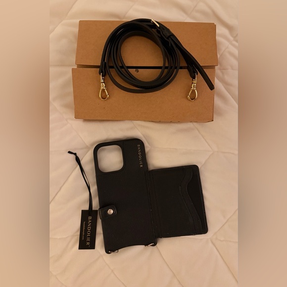 Bandolier Mila MagSafeCROSSBODY PHONE CASE IN BLACK/GOLD for iPhone 14 pro max